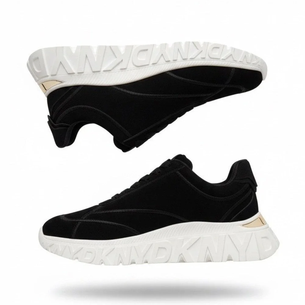 DKNY Laeoni Platform SN Women Black White Suede Chunky Sneakers K4408656 Size 11
